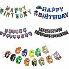 LOL Dinosaur Fortnite Mine Among Us Toy Story Party Craft Happy Birthday Banners