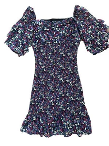 Nasty Gal 134 $ Damen Blumenmuster abgestuft Rüschensaum & Ärmel gesmoktes Minikleid 0 - Bild 1 von 5
