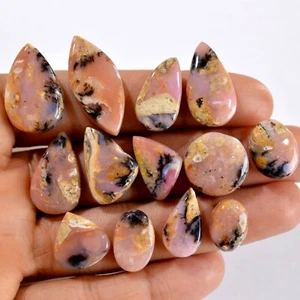 13 Pcs 126 Cts Natural Pink Opal Cabochon Gemstone Lot Size 27x12 11x8mm #14443 - Picture 1 of 5