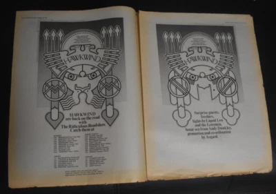 Hawkwind 1973 rock and roll newspaper double page ad with concert dates  LEMMY - Image 1 of 3