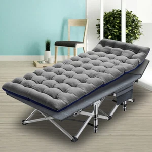 H&ZT 1/2PCS Folding Camping Cots Double Layer Sleeping Cot Carry Bag Mattress - Picture 1 of 14