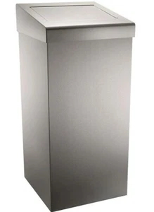 Waste bin 50 litre stainless steel with flip lid. Made in UK - Picture 1 of 2