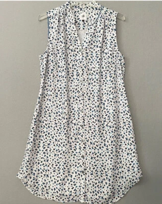 Vestido Cabi Estampado Camila Leopardo Botones Sin Mangas 5233 Blanco Azul Foto 1 de 4