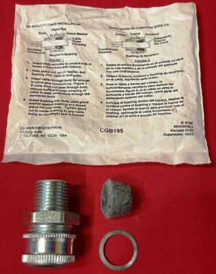 COOPER CROUSE-HINDS, CGB195, CORD CONNECTOR, STEEL, 1/2 INCH - Image 1 of 4