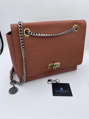 Bolsa de couro de bezerro Lanvin Happy média macia na cor marrom rosa - Imagem 1 de 4