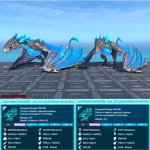 Top Stat Coppia Accoppiamento Viverna Fulmine - Nero e Blu Azzurro - Arca Ascesa PVE - Foto 1 di 3