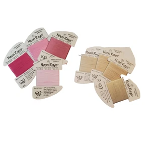 Rainbow Gallery Neon Rays Needlepoint Ribbon Germany Rayon Lot Of 8 Pink - Picture 1 of 7