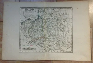 POLAND 19e CENTURY ROBERT DE VAUGONDY ANTIQUE COPPER ENGRAVED MAP - Picture 1 of 6