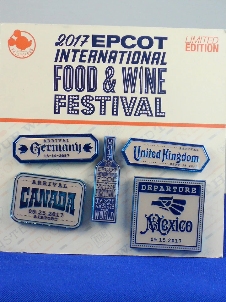 Disney 2017 Epcot Food & Wine Festival titular del pase anual juego de 5 prendedores LE 1000 prendedores Foto 1 de 1