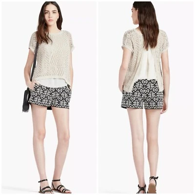Shorts femininos LUCKY BRAND bordado geo de linho bolsos forrados tamanho 8 novo com etiquetas $89 - Imagem 1 de 4