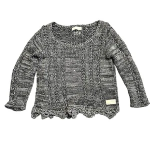 Odd Molly Sweater Knit Pullover Long Sleeve Gray Crochet Trim Breathability Sz O - Picture 1 of 14