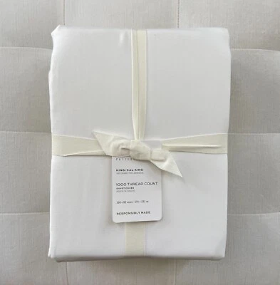 Pottery Barn 1000 THREAD COUNT SATEEN King Duvet Cover White NWT - Image 1 of 3