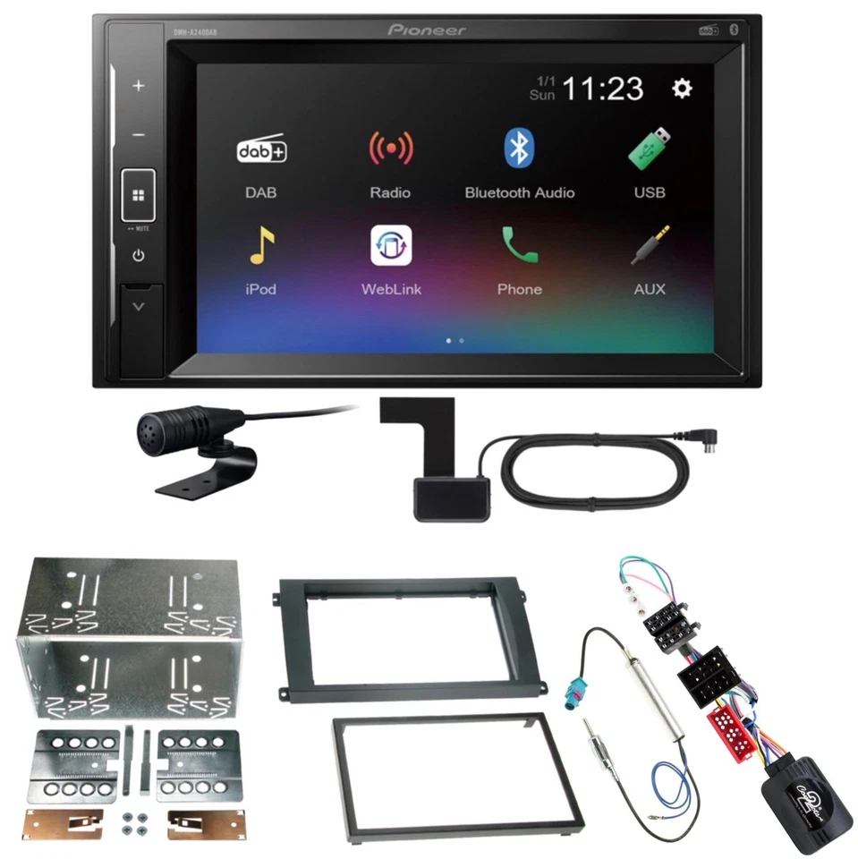 Pioneer DMH-A240DAB Bluetooth DAB+ USB Einbauset für Porsche Cayenne bis 2006 - Bild 1 von 1