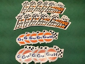 NOS Lot von (10) 1966 Golf Checker Flagge & 10 Racing Finish Auto polnische Aufkleber - Bild 1 von 11