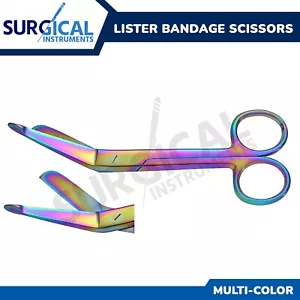 Tijeras de vendaje Lister 4,5" Multi Arco Iris Titanio Color Quirúrgico Grado Alemán - Imagen 1 de 9