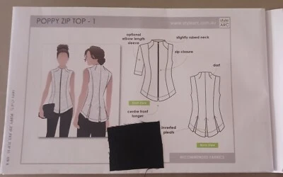 Style Arc Poppy Zip Top Uncut Sewing Pattern Size 10 - Image 1 of 3