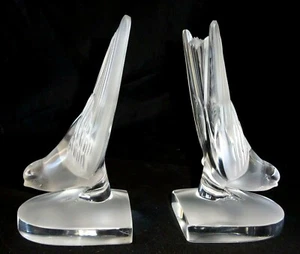 Vintage Pair French Frosted Crystal Dove Bookends Sculptures by Lalique (MeG) - Picture 1 of 10