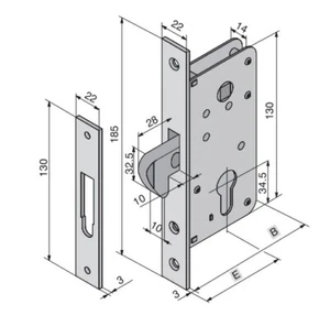 SERRATURA DA INFILARE CON CHIUSURA A GANCIO WELKA 026 PER CANCELLI SCORREVOLI - Imagen 1 de 2