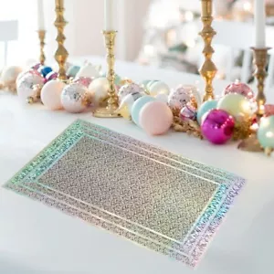 Table Place Mats Multicoloured Silver Iridescent Rectangle Placemats Tableware - Picture 1 of 9