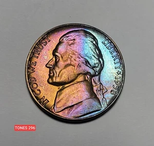 1958-D UNC MONSTER TONED JEFFERSON NICKEL PURPLE MONSTER TONES296 - Bild 1 von 2