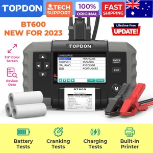 TOPDON BT600 W/Printer 12V 24V Battery Tester Analyzer for Car Heavy Duty Truck - Picture 1 of 17
