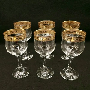 Cristalleria Fratelli Fumo Gold Rim Wine Glasses Hand Made In Italy - Picture 1 of 14