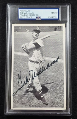 TED WILLIAMS Signed Real Photo Postcard-HOF-BOSTON RED SOX-PSA 9 Auto - Image 1 of 4