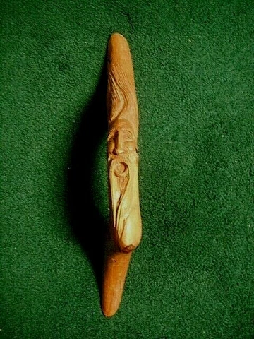 VINTAGE HAND CARVED FANTASY CHARACTER WOOD DOOR HANDLE OLD MAN WINTER TREE FACE Cover