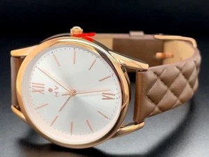 SCHMUCKJAGD DAMEN UHR IP ROSÉGOLD MIT GEPRÄGTEM LEDERBAND IN BRAUN - Bild 1 von 7