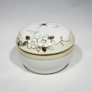 Porcelain Nippon Powder Box Lid Vanity Trinket box hand painted gold round  - Picture 1 of 5