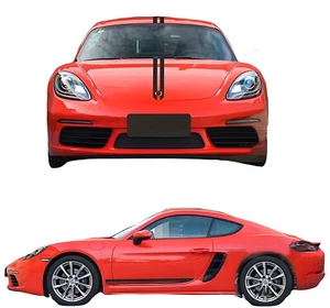 Gráficos adhesivos de autos a rayas de carreras para Porsche 718 Boxster Cayman calcomanías laterales - Imagen 1 de 8