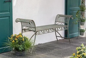 Metall Sitzbank Gartenbank 2sitzer 142 cm grün Antik Look Metallbank Parkbank - Bild 1 von 5