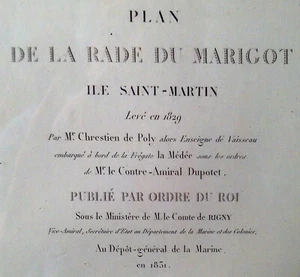 1831 Marigot Collectivité de Saint-Martin French West Indies Antique Map  - Picture 1 of 6