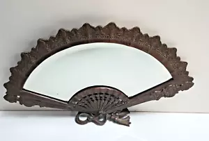 Jugendstil Deko 20er Jahre verzierter floraler Design Bronze Fächerspiegel mit abgeschrägtem Glas - Bild 1 von 19