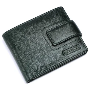 Nueva Cartera Auténtica para Hombres de Cuero Genuino BI-Pliegue Verde Protegida RFID - Imagen 1 de 5