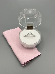Anello donna argento 925 Rodiato solitario elegante zirconi misura IT 16 - US 8 - Foto 1 di 24