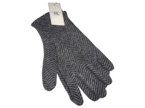 Ralph Lauren RRL Knit Tweed Herringbone Gloves Black White Double RL Polo  - Picture 1 of 2