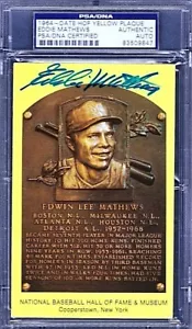 Eddie Mathews Signed Gold HOF Plaque Slabbed PSA/DNA - Picture 1 of 1