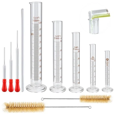 5 Pcs Éprouvette Graduée en Verre, 5ml/10ml/25ml/50ml/100ml Cylindre Gradué, ... - Photo 1/4