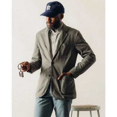 NUEVO SIN ETIQUETAS TAYLOR STITCH Hombres 44 The Foundation Abrigo Deportivo Orgánico Sarga Oliva Ahumada Foto 1 de 4