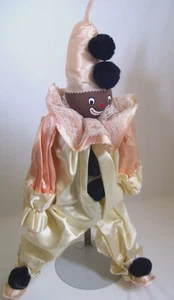 1930's Black Vintage Collectible Clown Doll Wood & Fabric Handmade - Picture 1 of 16