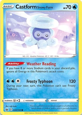 Castform Snowy Form 034/198 SWSH06 Chilling Reign Pokemon 007499 - Image 1 of 2