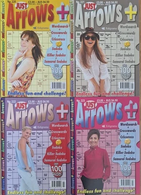 4 x Just Arrows+ Arrow Word Puzzle Books  (Issues 220 - 223)  over 400 puzzles - Image 1 of 4