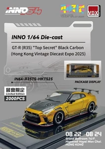 Inno64 Nissan Skyline GT-R R35 Top Secret Black Carbon Hong Kong Vintage Diecast - Picture 1 of 1