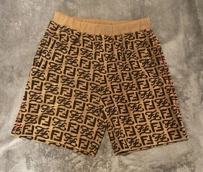 Мужские коричневые шорты Fendi Roma с карлиграфической монограммой Bermudas размер 48 - Изображение 1 из 4