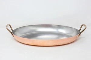 Williams Sonoma Cobre Acero Inoxidable 14" x 9" Ovalado Au Gratin Sartén FRANCIA - Imagen 1 de 7