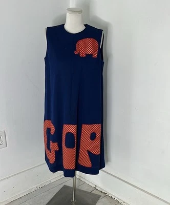 Vestido Hecho a Mano Raro Años 60 GOP Elefante Republicano Mod Foto 1 de 4