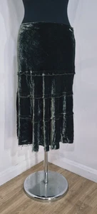 Gonna velluto verde Jigsaw taglia 8-10 midi a strati festa di Natale una linea schiacciata - Foto 1 di 9