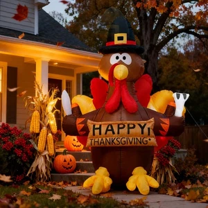 Thanksgiving Inflatable Turkey Outdoor Decorations, 5FT Blow Up LED Lighted T... - Picture 1 of 9