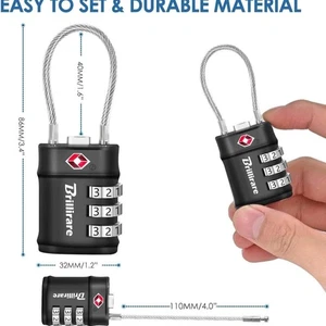 2 Pack New TSA Approved Luggage Locks, Combination Travel Cable Lock Kits } - Picture 1 of 14